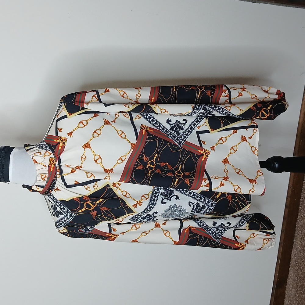 Womens printed mock neck blouse size large - Picture 5 of 11